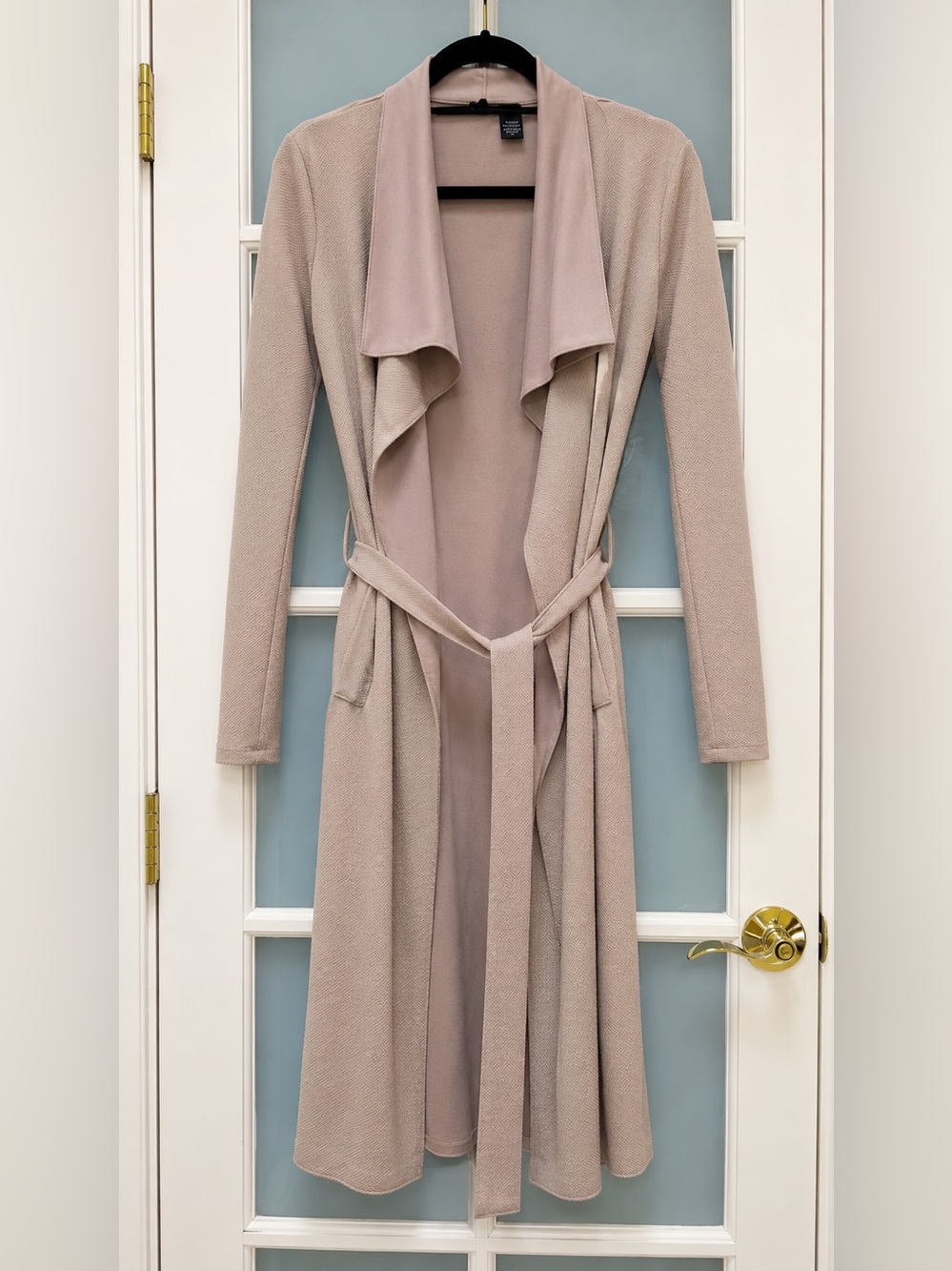 Windsor Taupe Draped Open Front Duster Cardigan Size Small - Picture 3 of 8